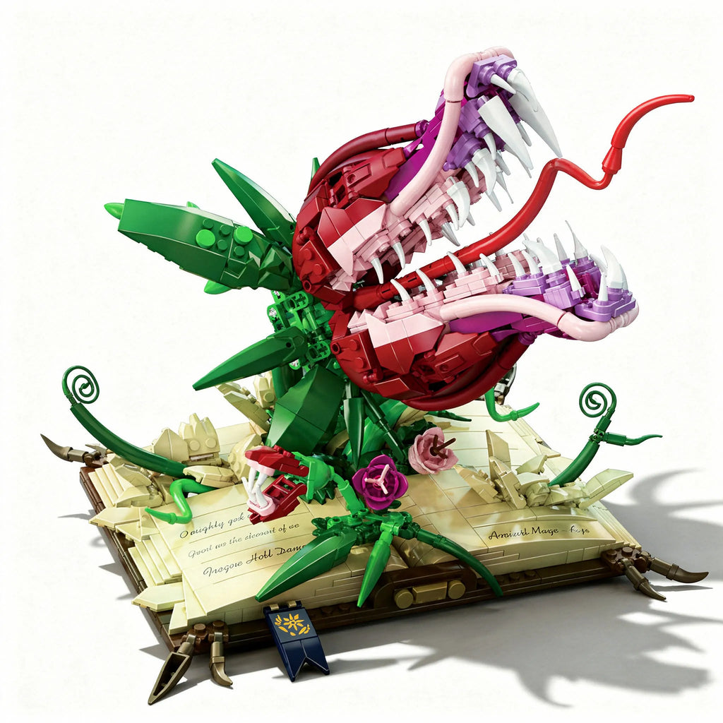 Piranha Plant Magic Book Building Blocks | High-Difficulty Puzzle Model | Immersive Fantasy Desk Decor | For Adult Builders & Geeks 📖🌱