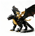 Black & Gold Dragon Rider Giant Building Block Model Fantasy Collectible Decor