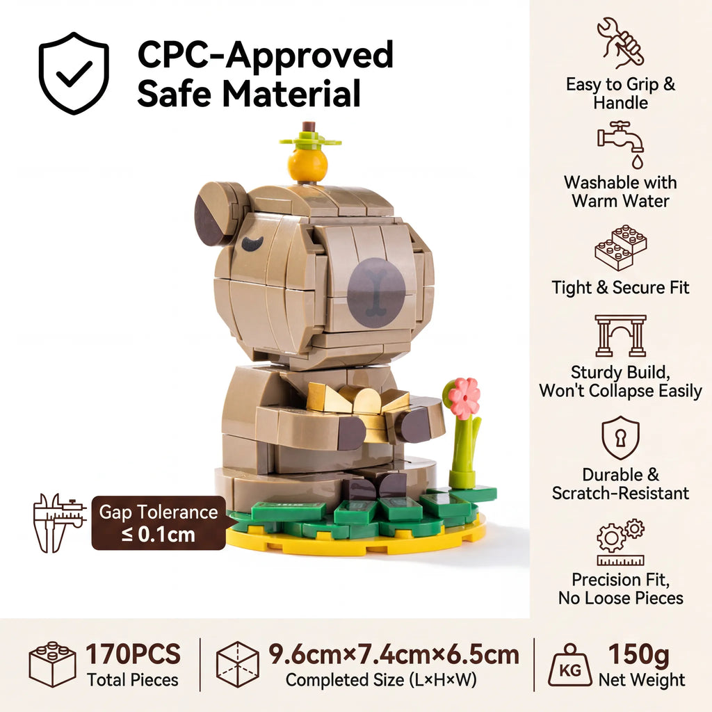 "Allow Everything" Zen Capybara Micro Building Blocks | Desk Stress Relief Toy & Healing Decor