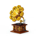 Vintage Phonograph Building Block Set | Retro Home Decor Desk Toy | Golden Gramophone Model | For Adults & Music Lovers