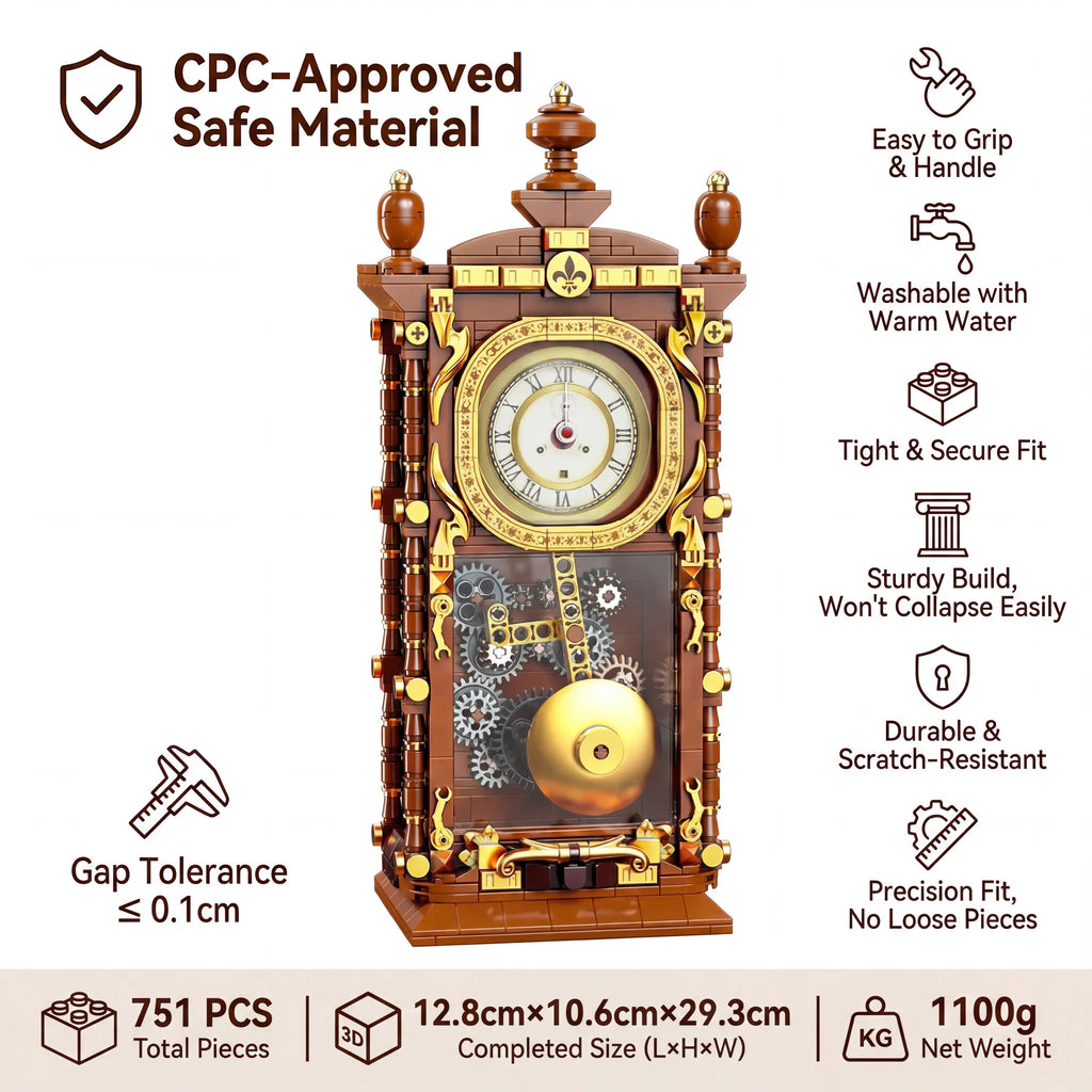 🕰️ Vintage Mechanical Clock Building Blocks | Build Time Into Art
