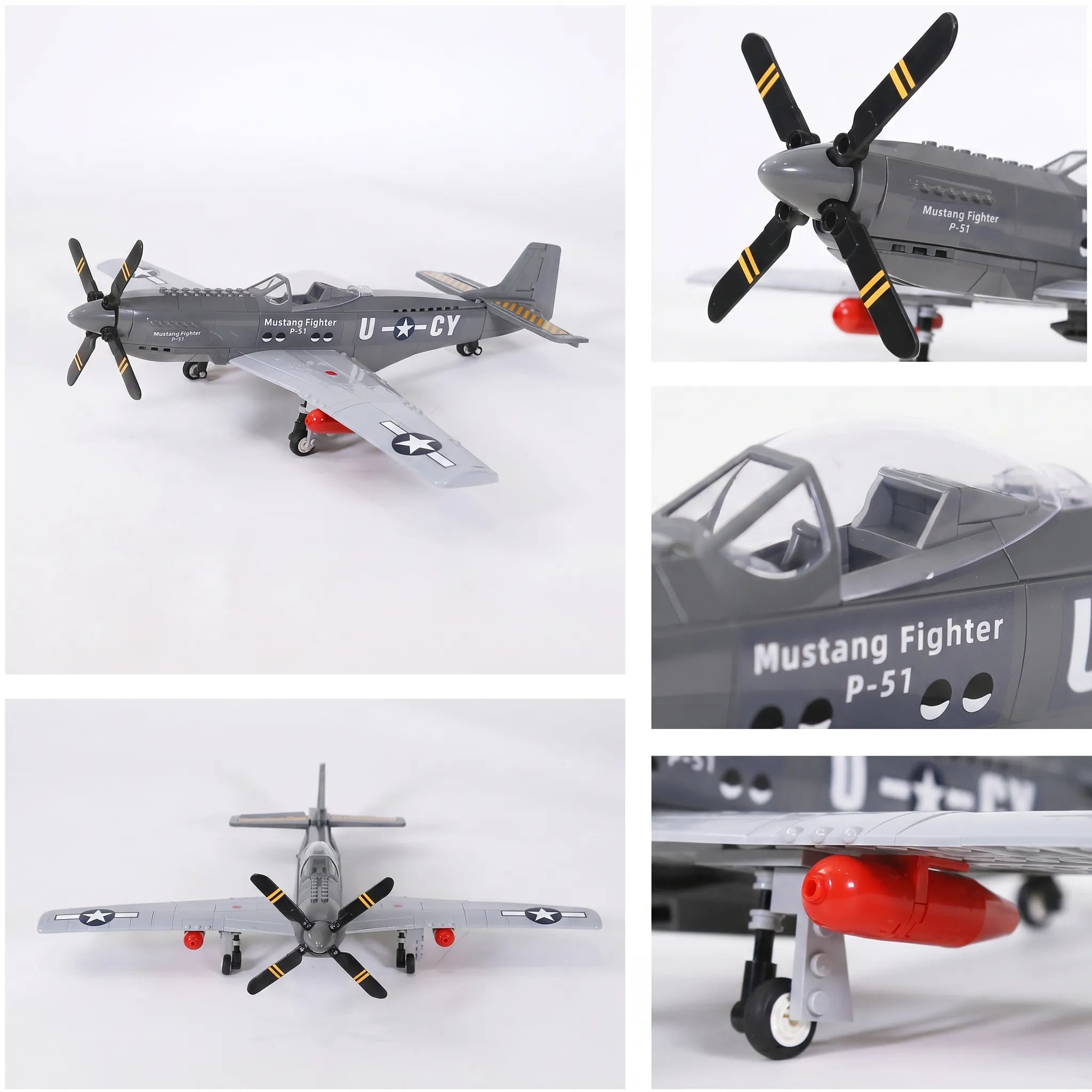 P-51 Mustang Fighter Aircraft Building Block Set