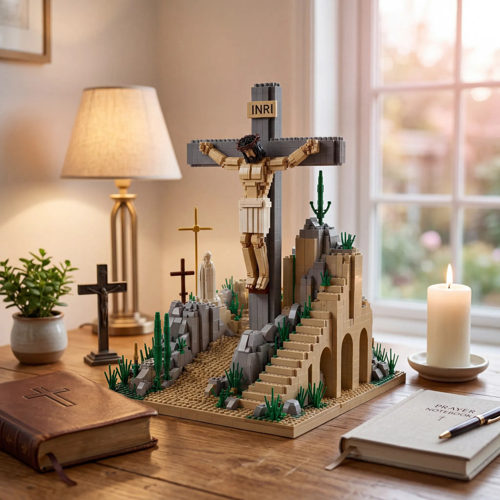 ✝️ Inspirational Crucifixion Building Block Set — Sacred Landmark Collectible Display