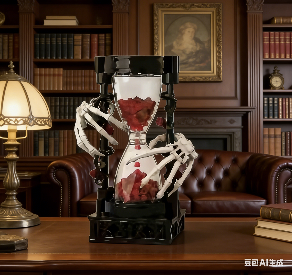 Skeleton Hands & Roses Hourglass Gothic Building Block Model Dark Art Decor