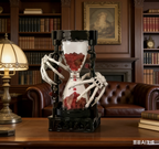 Skeleton Hands & Roses Hourglass Gothic Building Block Model Dark Art Decor