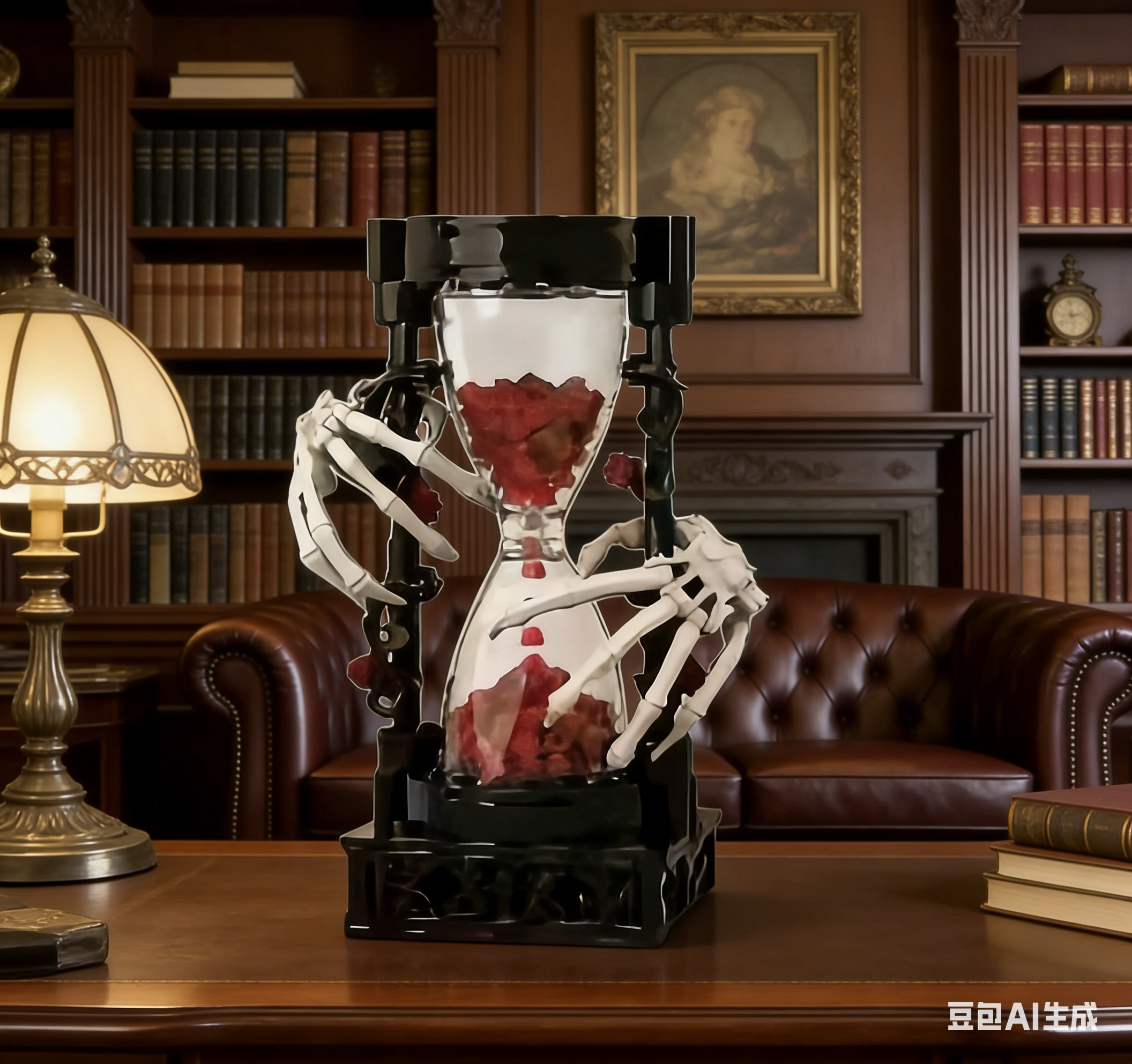 Skeleton Hands & Roses Hourglass Gothic Building Block Model Dark Art Decor