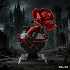Mechanical Heart & Dark Rose Punk Building Block Model Gothic Collectible Decor