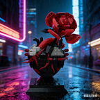 Mechanical Heart & Dark Rose Punk Building Block Model Gothic Collectible Decor