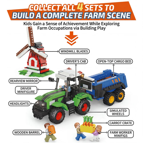 4-in-1 Farm Tractor Building Blocks