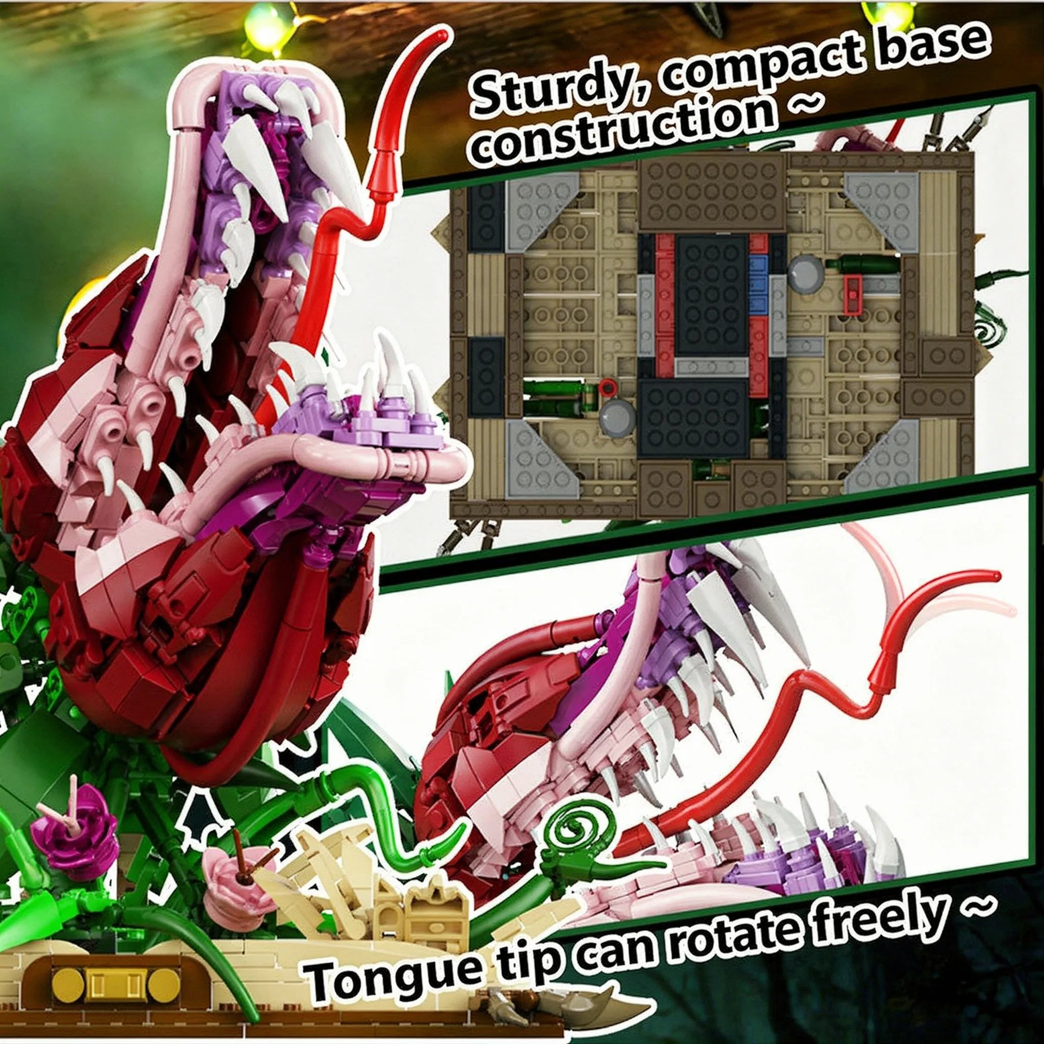 Piranha Plant Magic Book Building Blocks | High-Difficulty Puzzle Model | Immersive Fantasy Desk Decor | For Adult Builders & Geeks 📖🌱