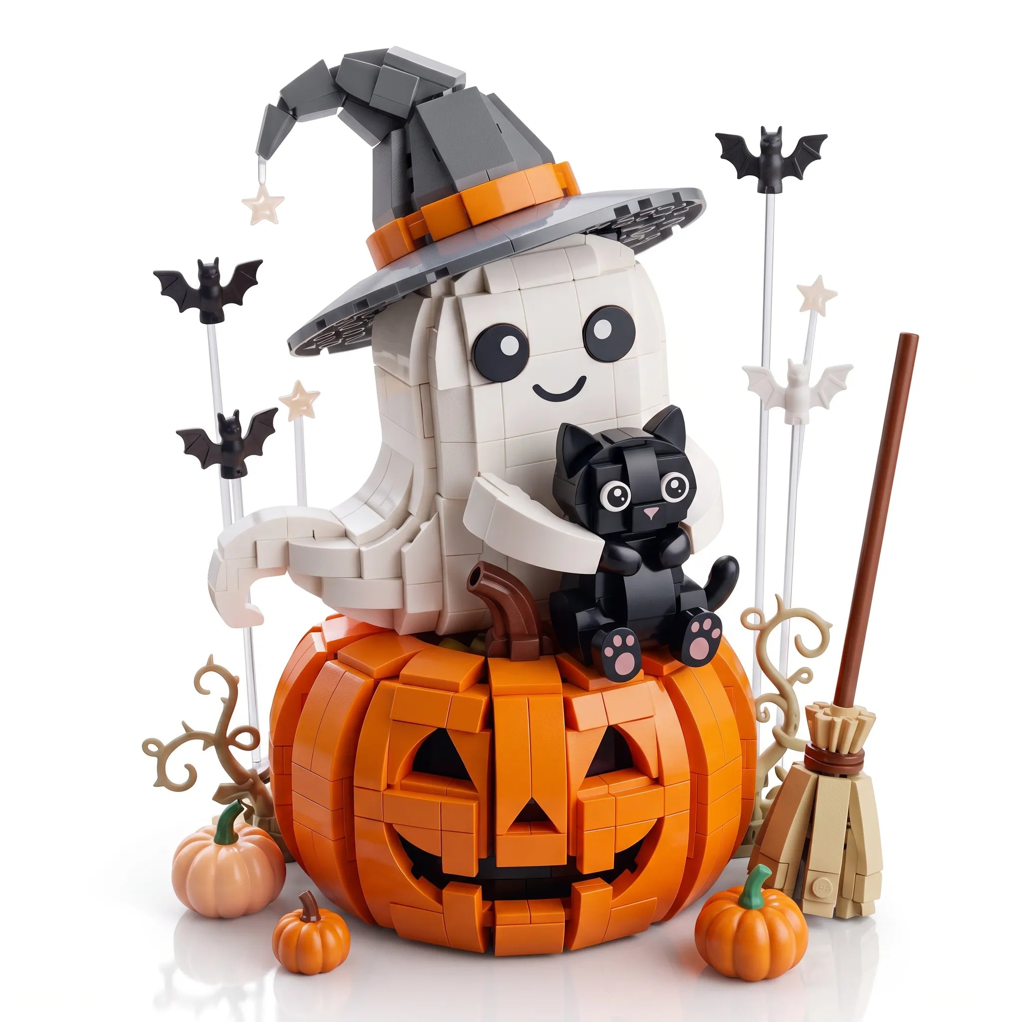 Halloween Black Cat Pumpkin Ghost Building Set
