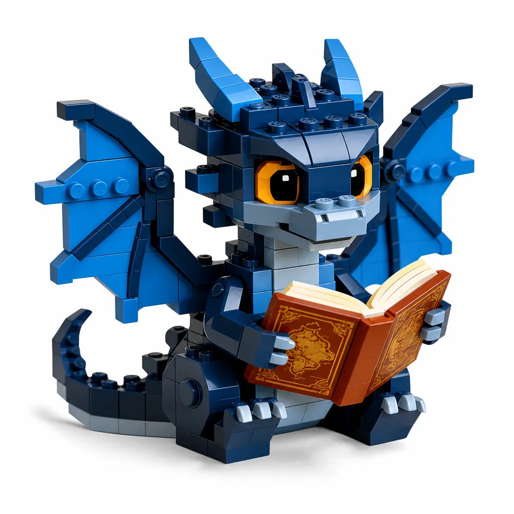 The Blue Dragon Scholar of the Enchanted Library