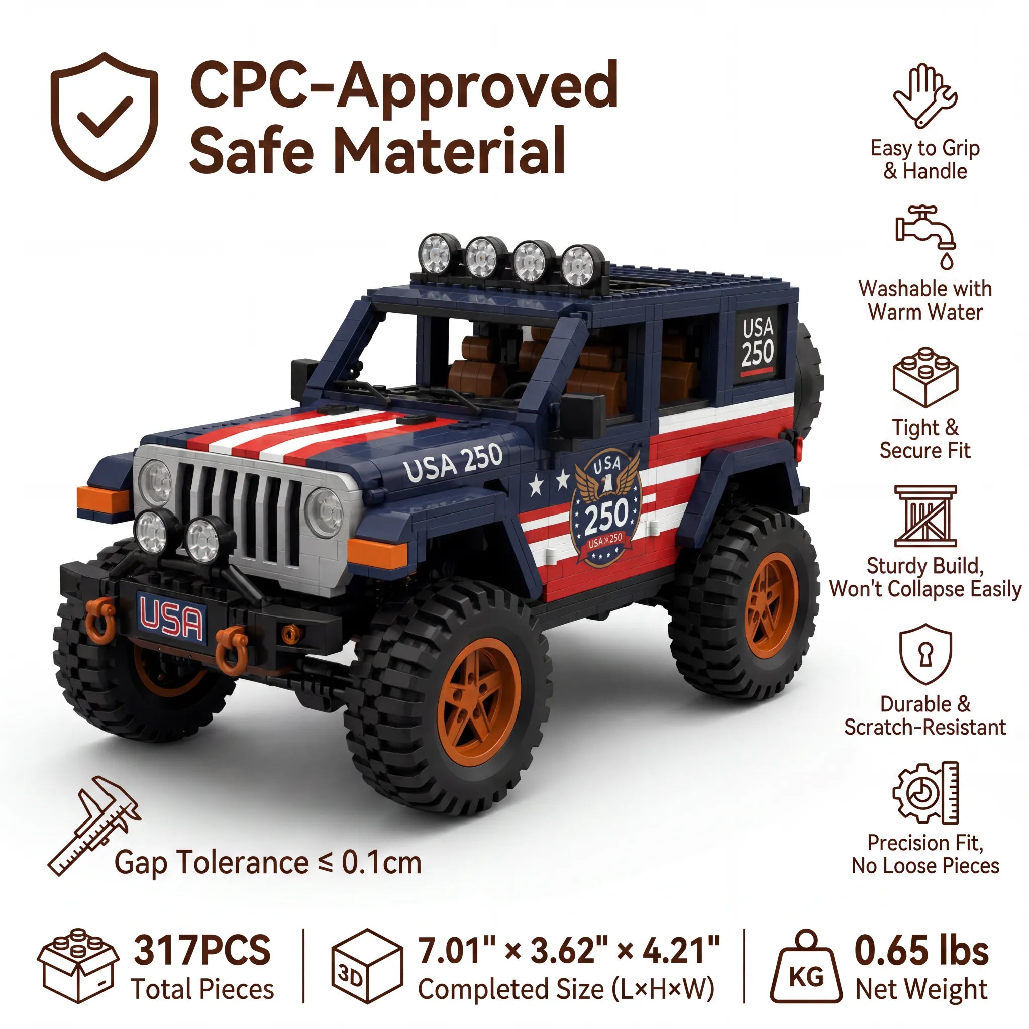 USA 250th Anniversary Off-Road Brick Set — Collect a Piece of Freedom and Adventure