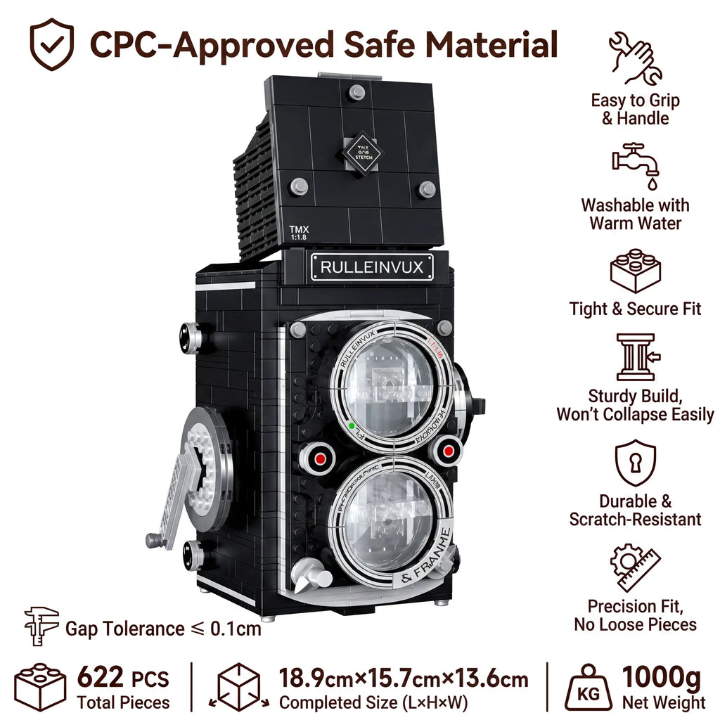 Classic TLR Camera Brick Set | Vintage Display Piece | Elevate Your Workspace for Creatives