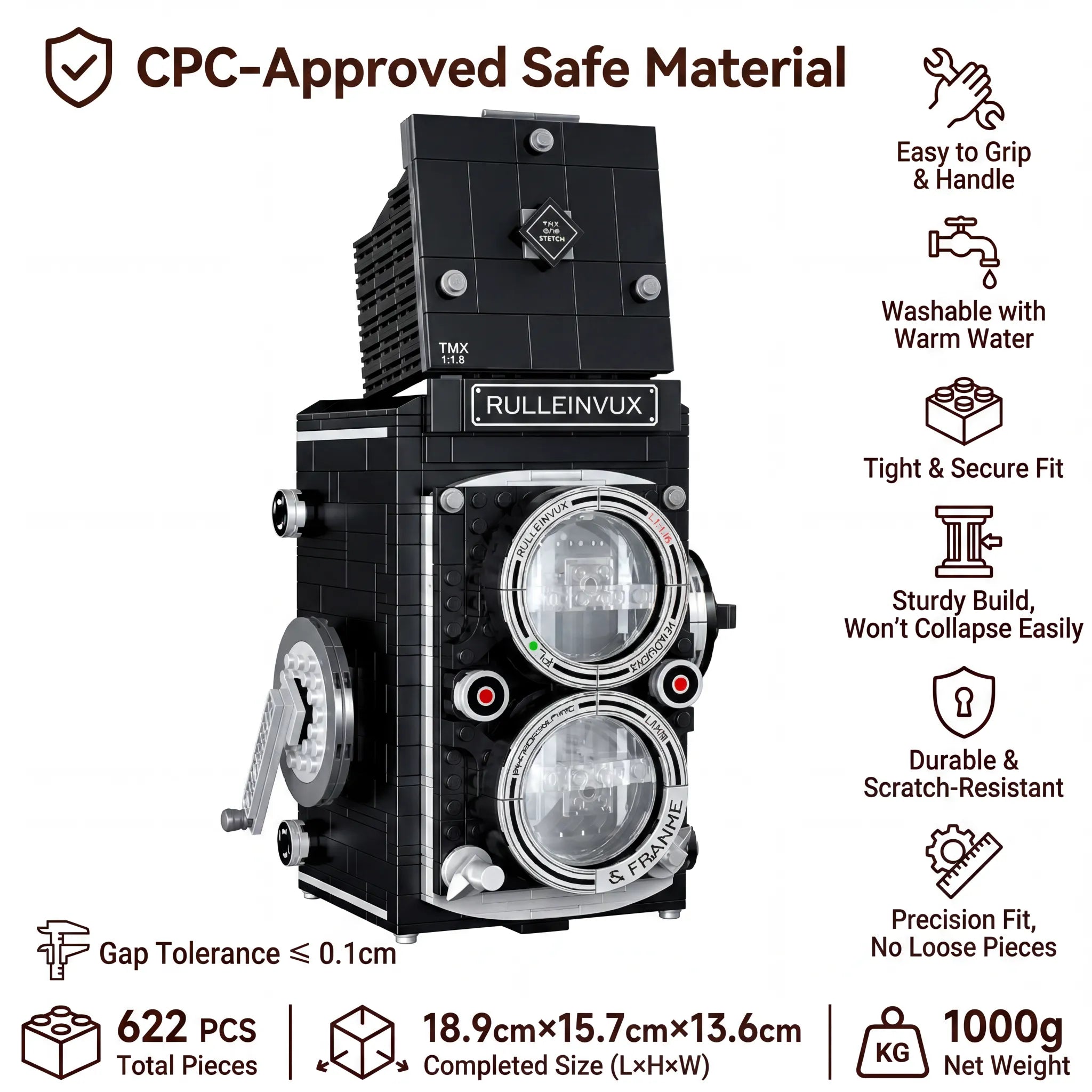 Classic TLR Camera Brick Set | Vintage Display Piece | Elevate Your Workspace for Creatives