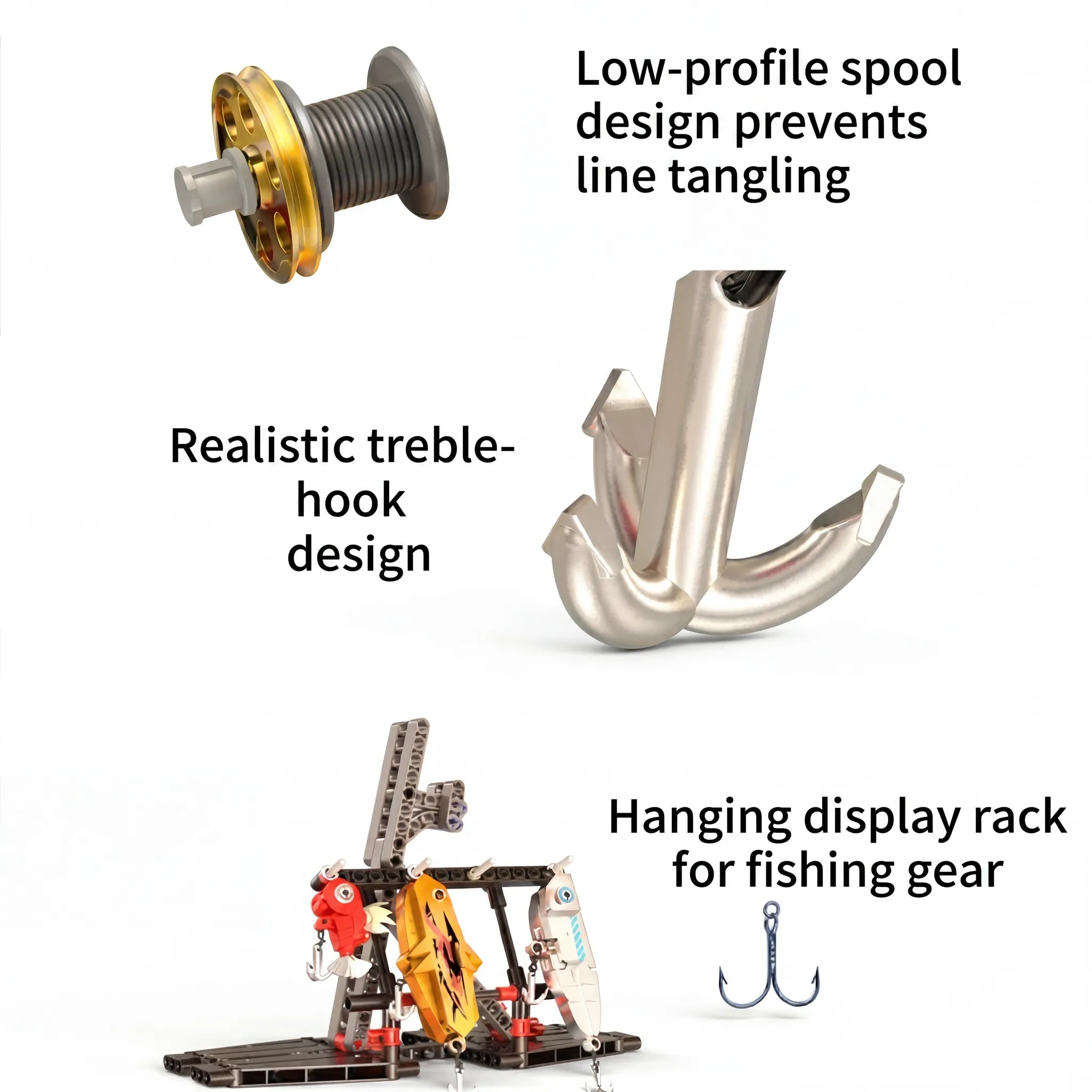 Sea Fishing Rod & Reel Building Block Set | Mechanical Desktop Toy | Deep Sea Casting Simulation | For Adults & Office Workers 🎣