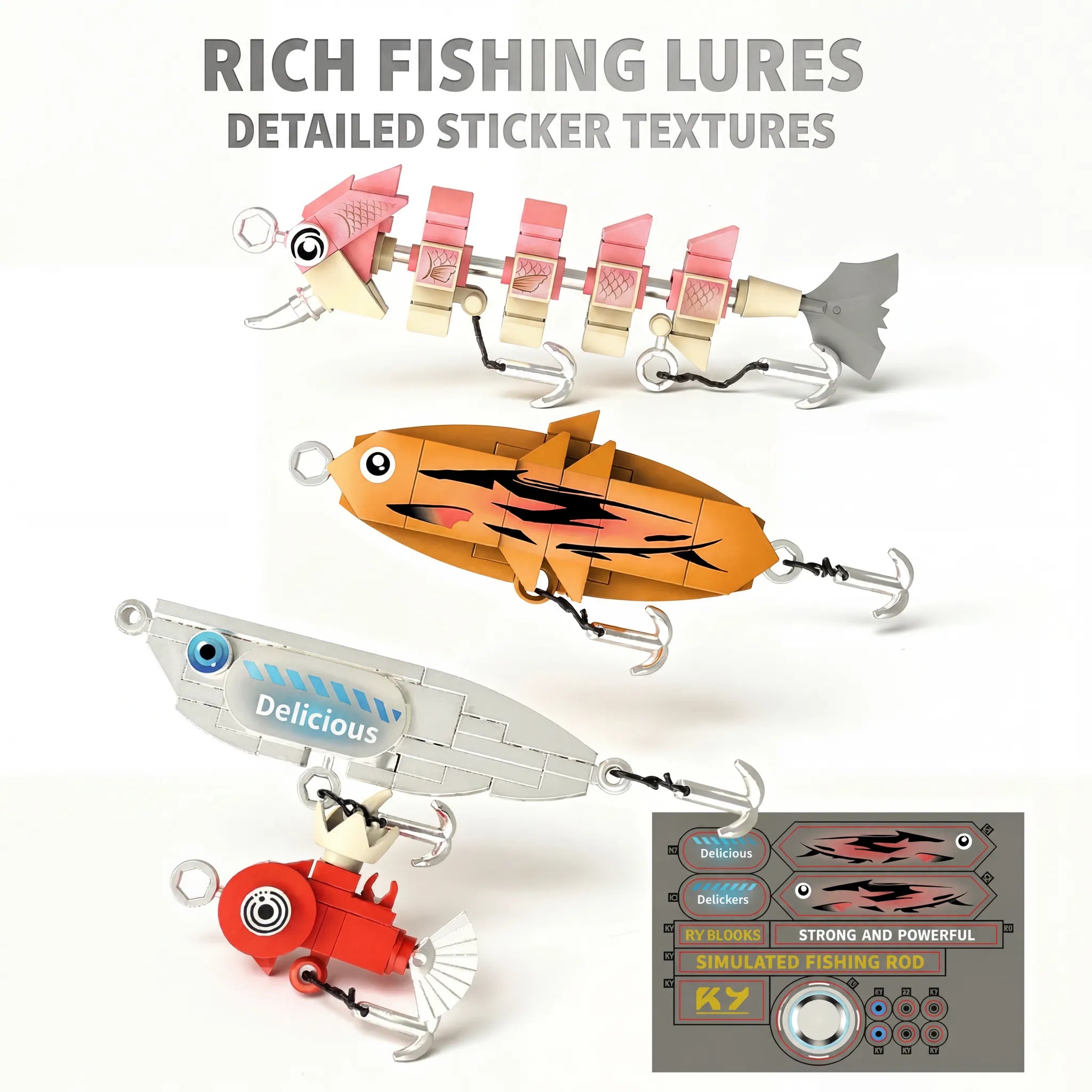 Sea Fishing Rod & Reel Building Block Set | Mechanical Desktop Toy | Deep Sea Casting Simulation | For Adults & Office Workers 🎣