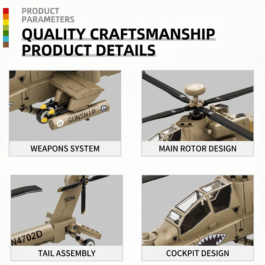 AH-64 Apache Attack Helicopter Building Block Set