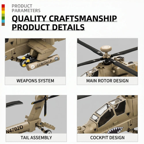 AH-64 Apache Attack Helicopter Building Block Set