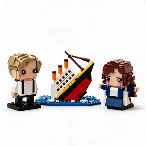 🚢 Century of Love: Titanic & Jack/Rose Q-Version Micro Building Block Set | Romantic Desk Decor