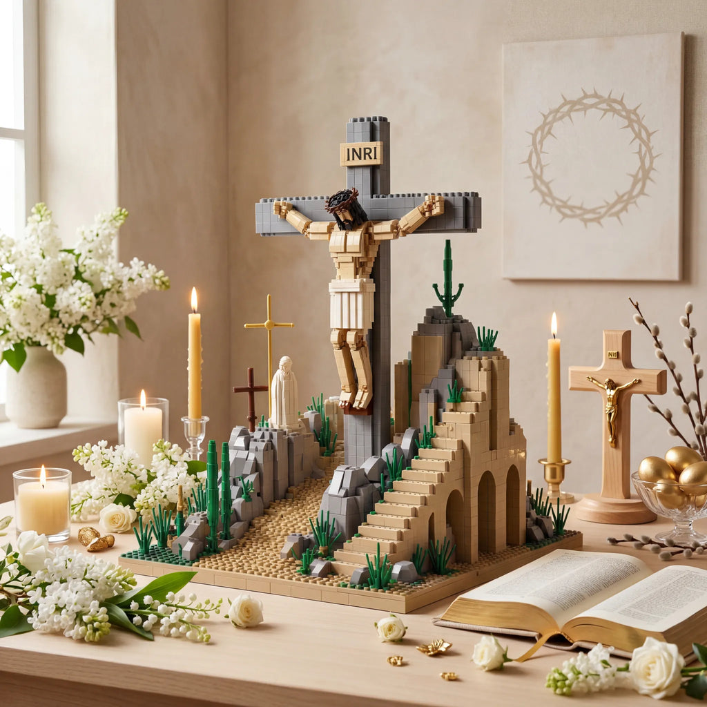 ✝️ Inspirational Crucifixion Building Block Set — Sacred Landmark Collectible Display